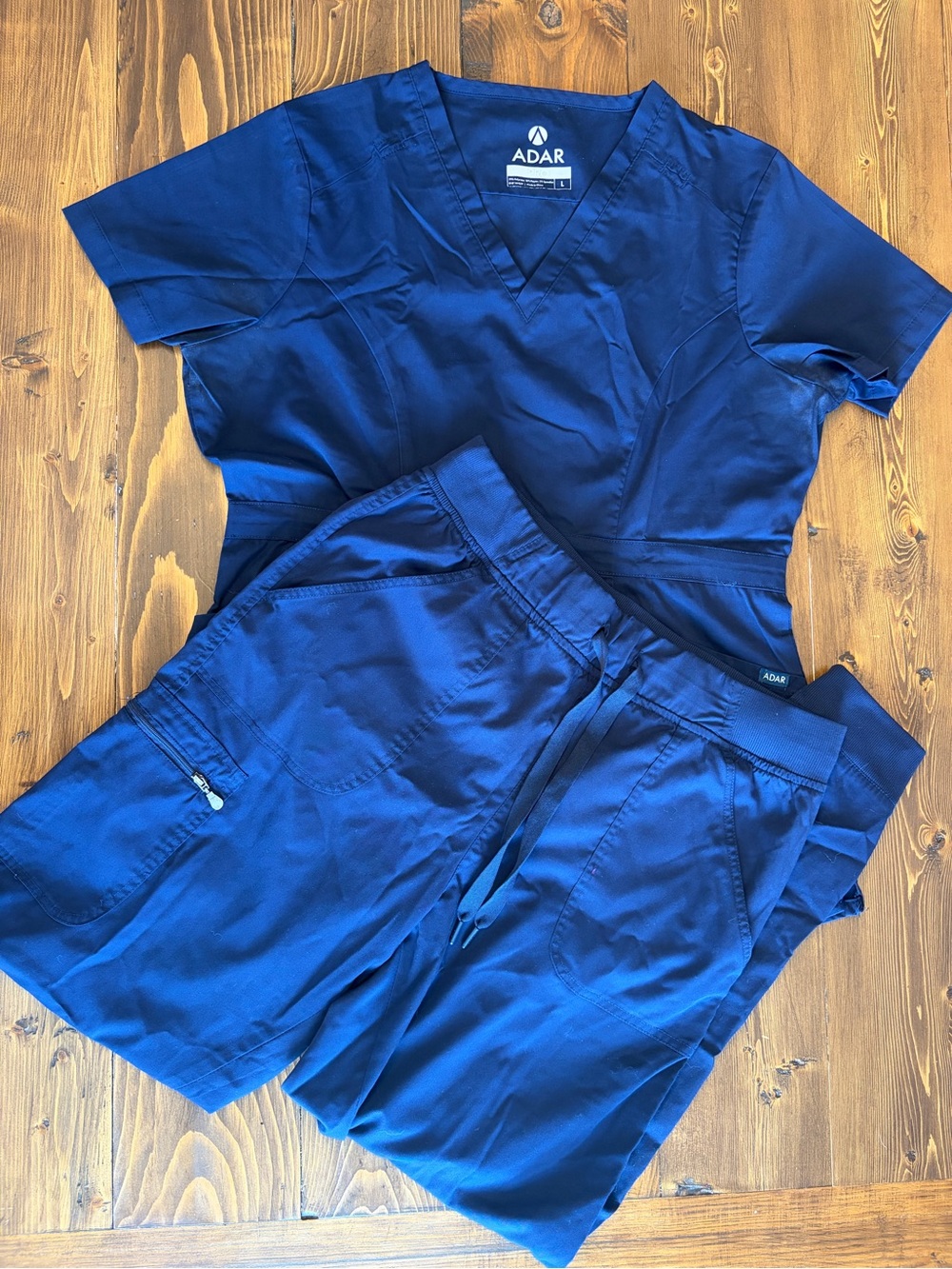 ADAR Navy Blue Women's Scrub Top & Pants Set • Size: Large